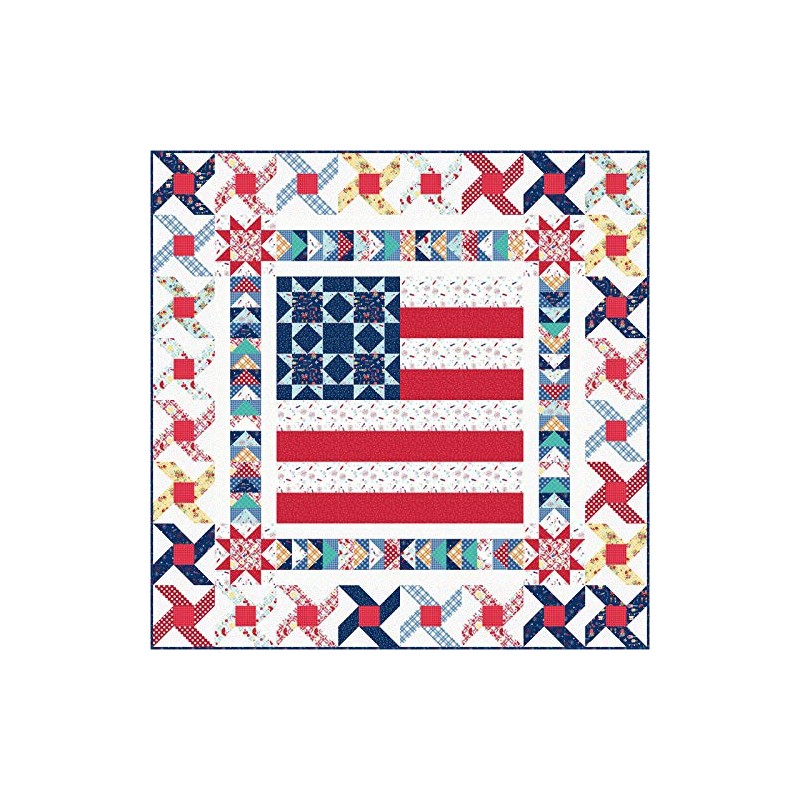 KimberBell Red, White & Bloom Small Town America Quilt Kit