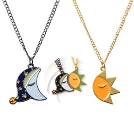 Kbtany FNAF Sun and Moon Pendant Necklace - BBF Friendship Chains - Gifts for Men Women Friends and Fans