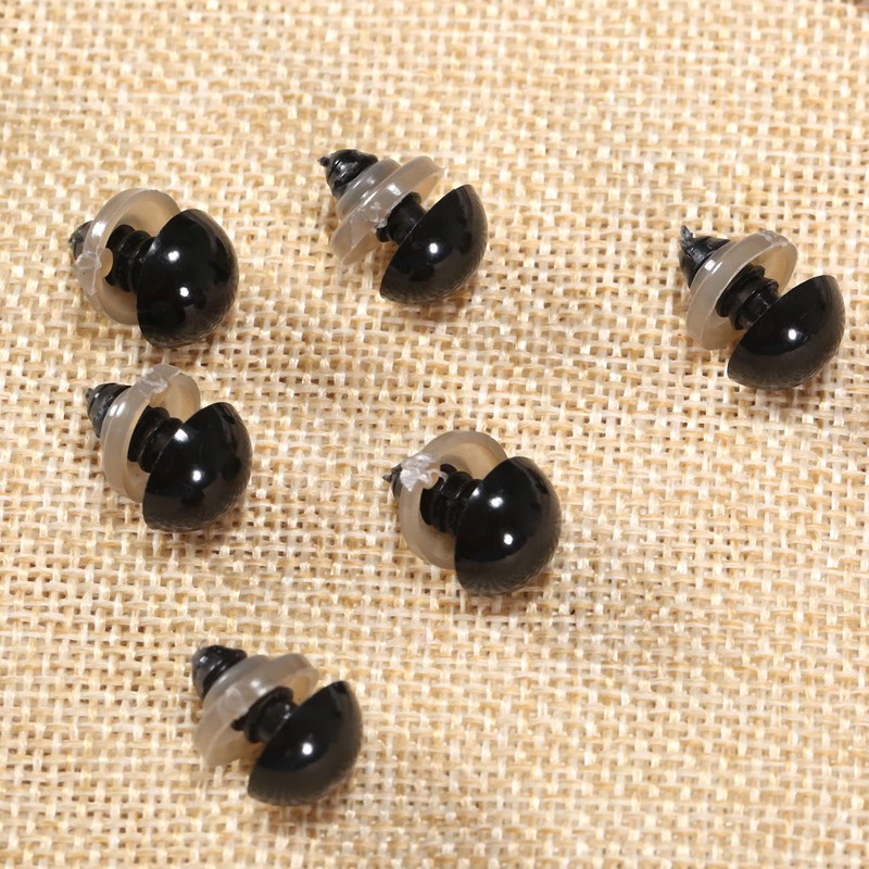 dophee 100Pcs Black Plastic Safety Eyes with Washers, Craft Eyes,