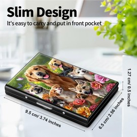 GYSYSQSH Metal Wallet for Women Men Girls, RFID Blocking Slim Aluminum Credit Card Holder, Mini Travel Wallet with Hard Shell, Lightweight ID & Business Card Case,Dog
