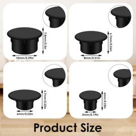 120 Pcs Shelf Hole Plugs Plastic Plugs for Round Hole Shelf Cap Cabinet Holes Cover Cabinet Closet Cupboard Shelves Furniture Peg Pin Nail Screw Drilling Holes Covers Caps 5mm/6mm/8mm/10mm(Black)