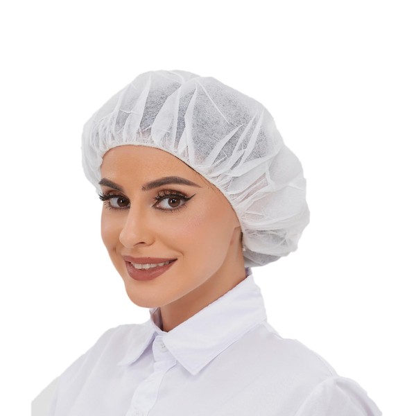 ZMDREAM Box of 300 Hair Nets Food Service Disposable Bouffant Caps for Lab Beauty White