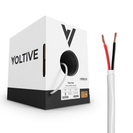 Voltive 14/2 Speaker Wire - 14 AWG/Gauge 2 Conductor - UL Listed in Wall (CL2/CL3) and Outdoor/In Ground (Direct Burial) Rated - Oxygen-Free Copper (OFC) - 250 Foot Bulk Cable Pull Box - White