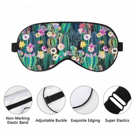 Vnwoalu Blooming Cactus Sleep Eye Mask Cacti Succulents Colorful Abstract Cactuses Flowers Florals Men Women Sleep Mask with Adjustable Strap Eye Cover Eye Shade for Travel, Nap,Meditation