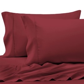 Pizuna Cotton King Pillow Cases 2 Pack Rio Red, 400 Thread Count 100% Long Staple Combed Cotton Sateen Weave Pillowcase with Stylish 10 cm Hem (100% Cotton King Pillow Covers Rio Red)