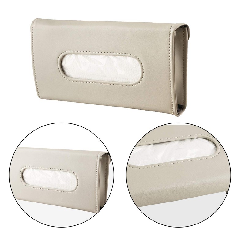 Car Visor Tissue Box Multifunctional Car Tissue Holder PU Leather