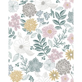 Rugreat Modern Floral Wallpaper Peel and Stick Boho Flower Contact Paper for Cabinets Natural Leaf Wallpaper for Bedroom Self Adhesive Removable Wallpaper for Bathroom Waterproof Mulitcolor 393×17.3