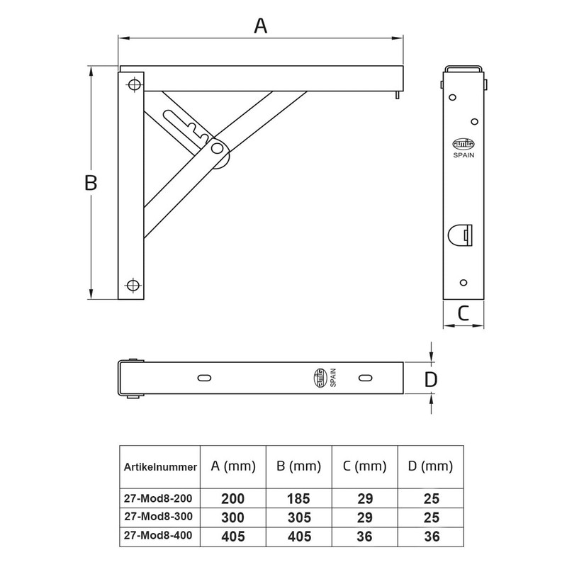 MS Beschläge Heavy Duty Folding Console 1 Pair Steel Shelf