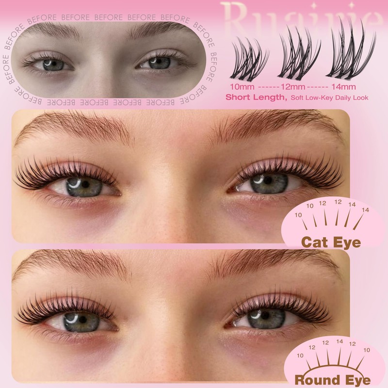 10-14mm Short Lash Clusters Natural Eyelash Clusters Wispy Lashes Clusters