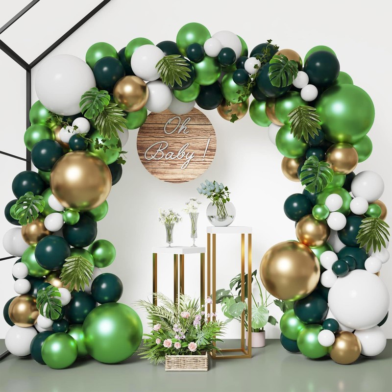 LovesTown Dark Green Balloons Arch Kit, 150PCS Latex Different Sizes