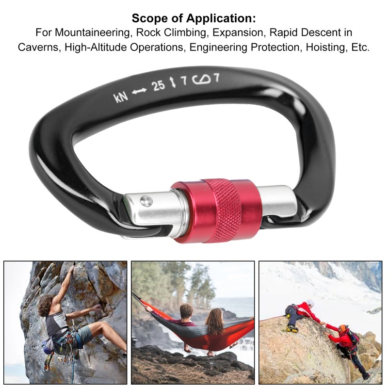 Climbing Carabiner Heavy Duty AntiSlip Design Durable Light Carabiner Clip