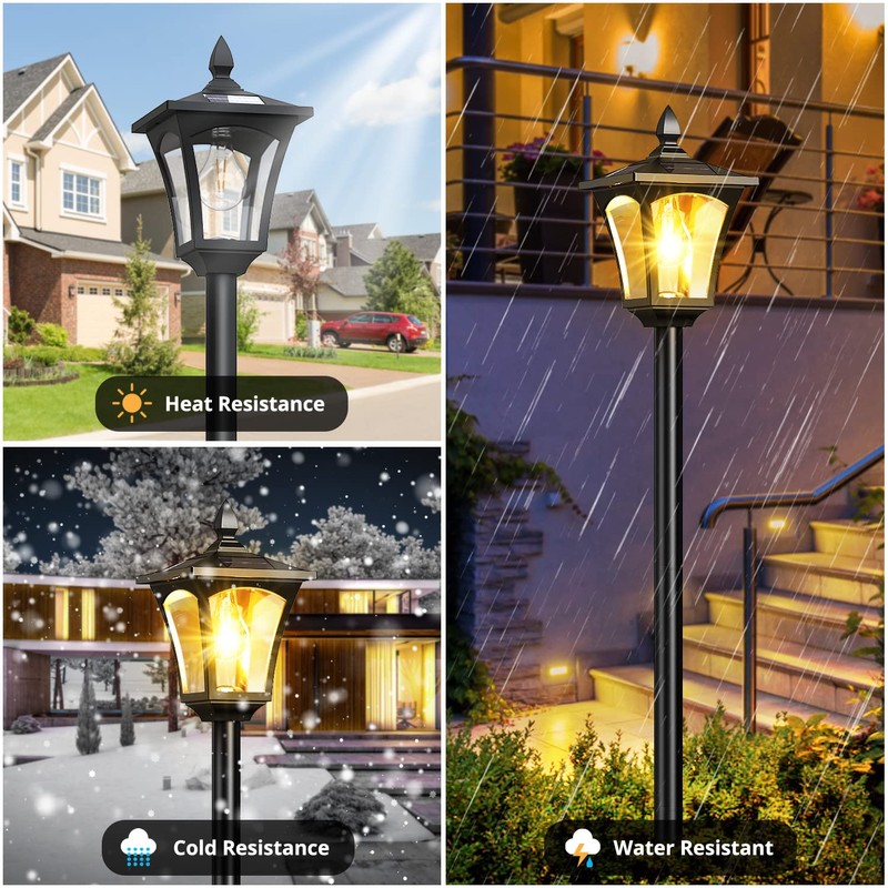 ILANCK 64 Inch Solar Lamp Post Light with Planter, 60