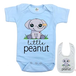 Little Peanut -Cute Novelty Funny Elephant Infant Baby bodysuit onesie & bib