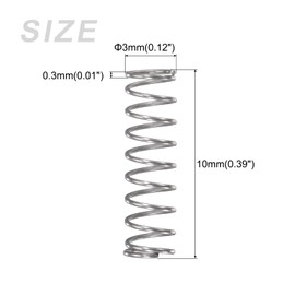 METALLIXITY Compression Spring 0.3x3mm OD 10mm Free Height 10pcs 304 Stainless Steel for DIY Project Home Repair Silver Tone