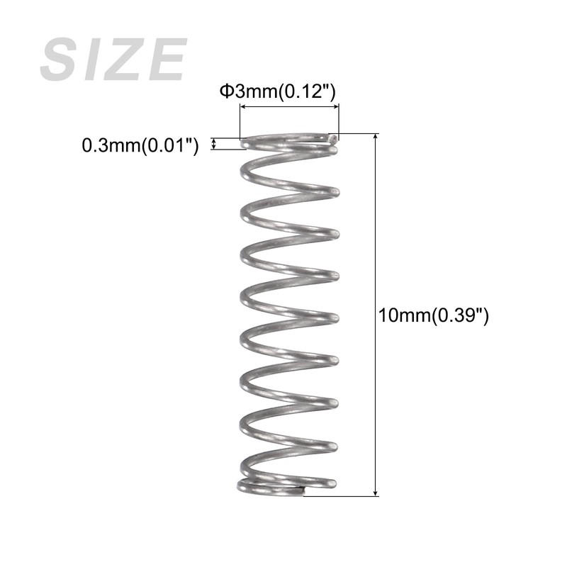 METALLIXITY Compression Spring 0.3x3mm OD 10mm Free Height 10pcs 304