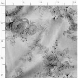 Soimoi Premium Cotton Cambric Fabric, Floral Print - Gray, Medium Weight Material for Quilting, Curtains, Cushion Covers, Table Linen, Soft Furnishing - 56" Inch Wide, 1 Meter