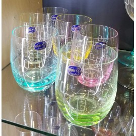 Bohemia Crystal Whisky DOF Glasses Engraved Set of 6 Lead Free Rainbow Drinkware