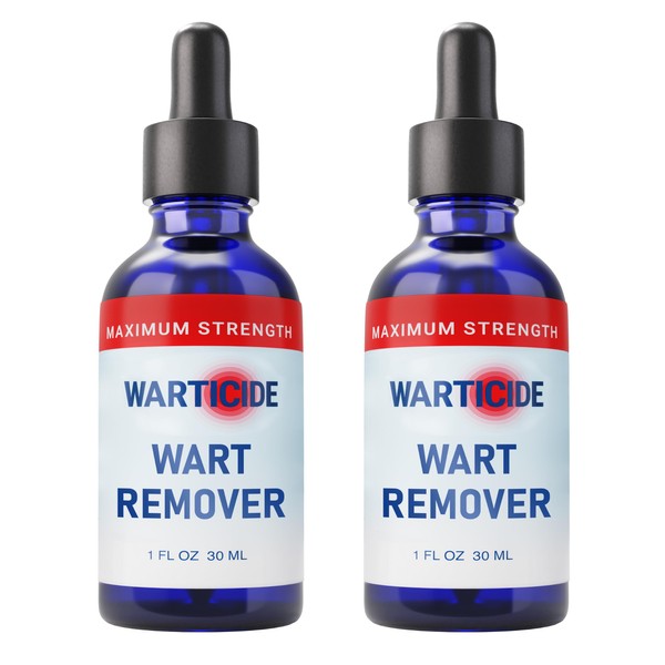 Warticide Fast-Acting Wart Remover - Plantar and Genital Wart Removal, Attacks Warts On Contact, Easy Application (2 Bottles)