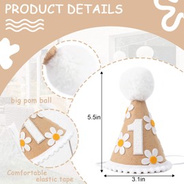 WAWUO - Gorro de cumpleaños con temática de Sweet Daisy – Decoración de fiesta para el primer cumpleaños de bebé o niño