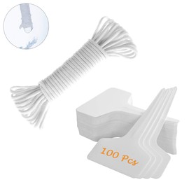 ORIMERC 100 Pcs 6 x 10cm Plant Labels with 30 Feet Self Watering Wick Cord for Vacation Self-Watering Planter Pot DIY Automatic Watering Device Potted Plant Sitter Auto Drip Waterer Garden Tag Marker