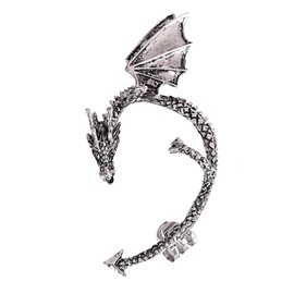 Gothic Punk Metal Dragon Earring Dragon Ear Cuff Clip Earring Retro Animal Non-Piercing Wrap Clip Earring for Women Jewelry(C)