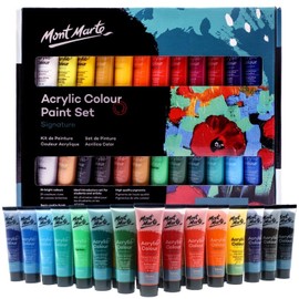 Mont Marte Acrylic Paint Set 24 Colours 36ml, Perfect for Canvas, Wood, Fabri...