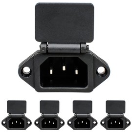 Greluma Pack of 5 C14 Plug Adaptor Switch Panel Installation AC 250 V 10 A 3-Pin IEC Input Module Socket with Cover
