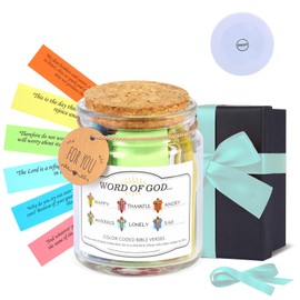 Bible Verse Jar, Color Coded Bible Verses in a Jar, Christian Gifts for Women, Birthday Gifts for Women, Bible Study Supplies(Light Blue)