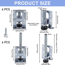 GBKDQQ Adjustable Furniture Feet, 55/102 mm Levelling Feet, Heavy Duty, Height Adjustable Feet, Furniture Leveling Feet with 48 Small Screw, Furniture Leg Leveler for Tables, Shelves, Cabinets