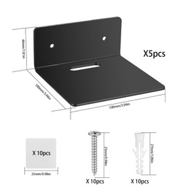 jiuxlaan Pack of 5 Black Acrylic Wall Shelves as Floating Shelf for Decoration