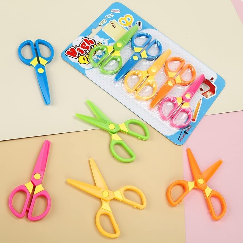 LOVESTOWN Kids Scissors, 5PCS Blunt Tip Toddlers Training Safety Scissor,