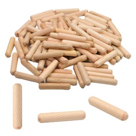 MroMax 100Pcs 8x40mm(0.31 x 1.57inch) Wooden Dowel Pins, Hardwood Wooden Dowel Pins, Wooden Dowel Pins Wood Kiln Dried Fluted and Beveled, Round Wood Wooden Craft Dowel Pins