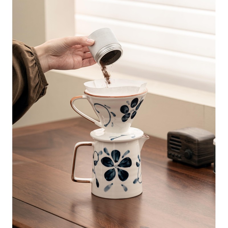 HYAXGM Pour Over Coffee Maker,Ceramic Coffee Maker With 40 pcs