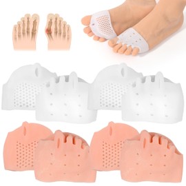 Zivyes 4 Pairs Silicone Toe Separators for Women and Men Toes Spreaders Correct Spacers for Big Toe Bunion Corrector Cushion (2 pairs skin tone and 2 pairs white)