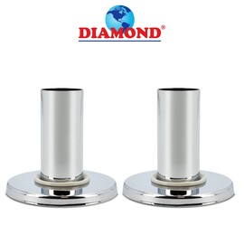 Heating Pipe Cover Set, Diameter 20 mm, Chrome, Made of Brass, 2 Cover Rosette and 2 Pipe Covers, Cover Pipes, Pipe Collar, Radiator Pipe Cover for Heating Pipes, Radiator Cover