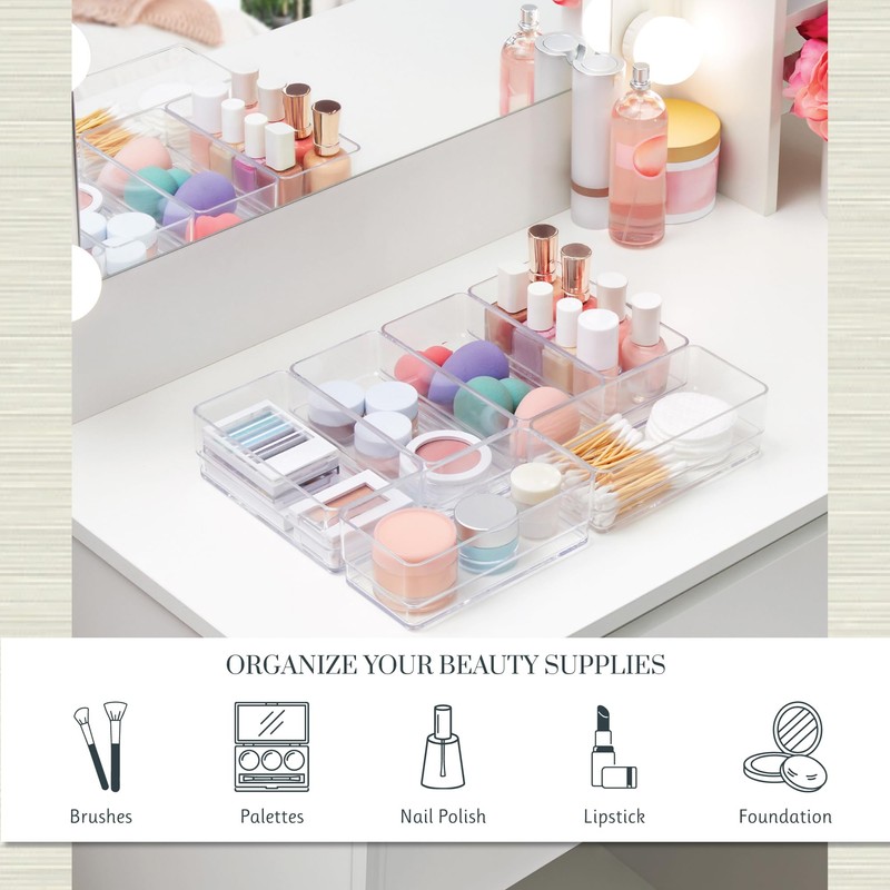 STORi SimpleSort 6-Piece Stackable Clear Drawer Organizer Set | 6"