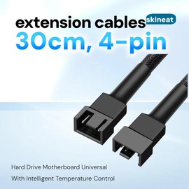 New Materials 3 Pin / 4-Pin pc Fan Extension Cable 12" 30cm, Black (pwm Fan Extension Cable 10 Pack)