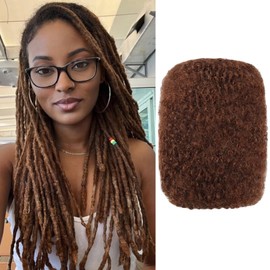 Afro Kinky Curly Hair Afro Kinky 100% Bulk Natural Human Hair Braiding Hair for Dreadlocks, Locs Repair, Dreadlock Extensions, Twists, Braids 30g 8inch (Auburn)