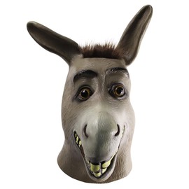 BEJOYFMY Donkey Mask, Funny Latex Movie Character Animal Dress Up and Pretend Cosplay Head Mask for Adults