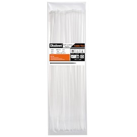 Oksdown 100 Pack White Plastic Cable Ties 300mm×3.6mm Heavy Duty Strong Nylon Premium Self Locking 12 inch/30 cm Long Zip Tie Wraps