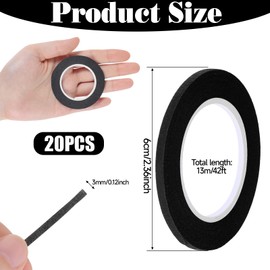 Hariendny 20 Rolls 1/8 inch Whiteboard Tape Line, Graphic Tape, Pinstripe Tape for Dry Erase Board, Draping Tape, Gridding Tape for White Board, Art, Office, School, Total Length 512FT(Black)