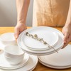 AntoKueh White Ceramic Plates Set of 6, 8.2 Inch Round
