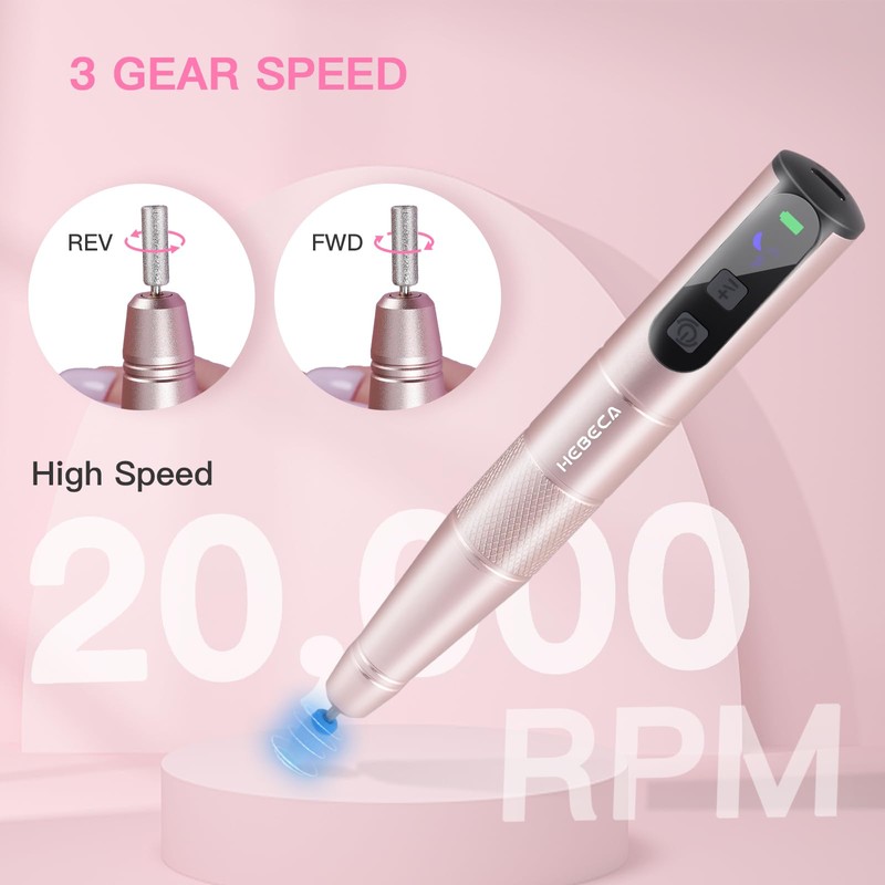 HEBECA Cordless Nail Drill Set, Electric Nail Files and Buffers