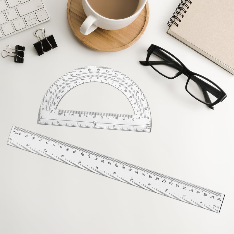 Tdfronien 2 Packs 12 Inch Plastic Ruler and 6 Inch