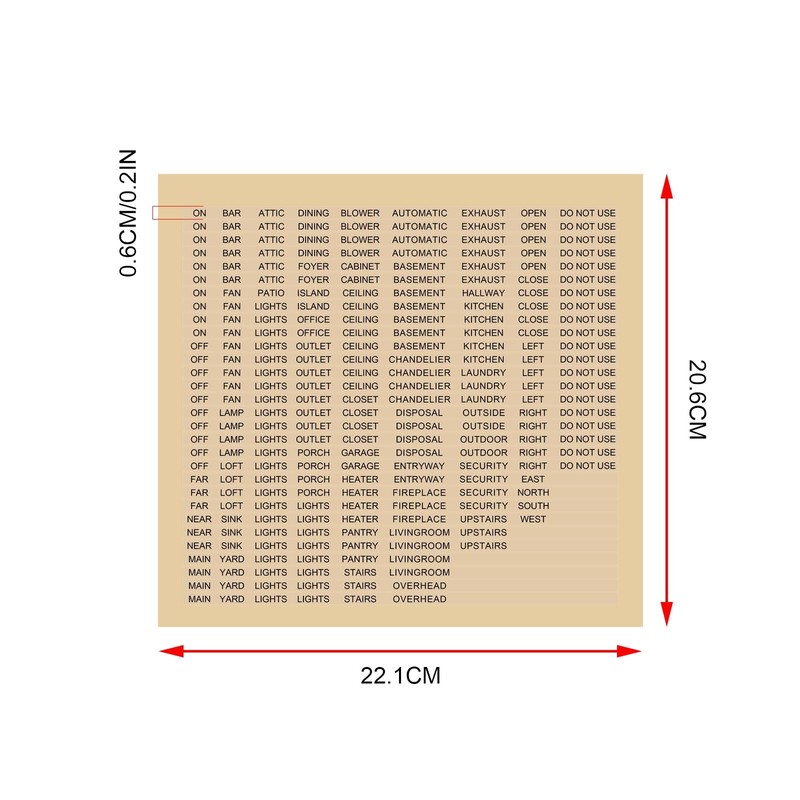 YINETTECH 500Pcs Light Switch Label Sticker Clear Transparent with Text