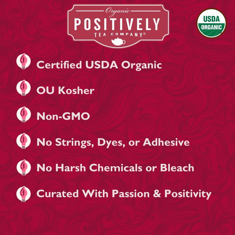 Organic Positively Tea Company, Hibiscus Herbal Tea Bags, 100 Count,