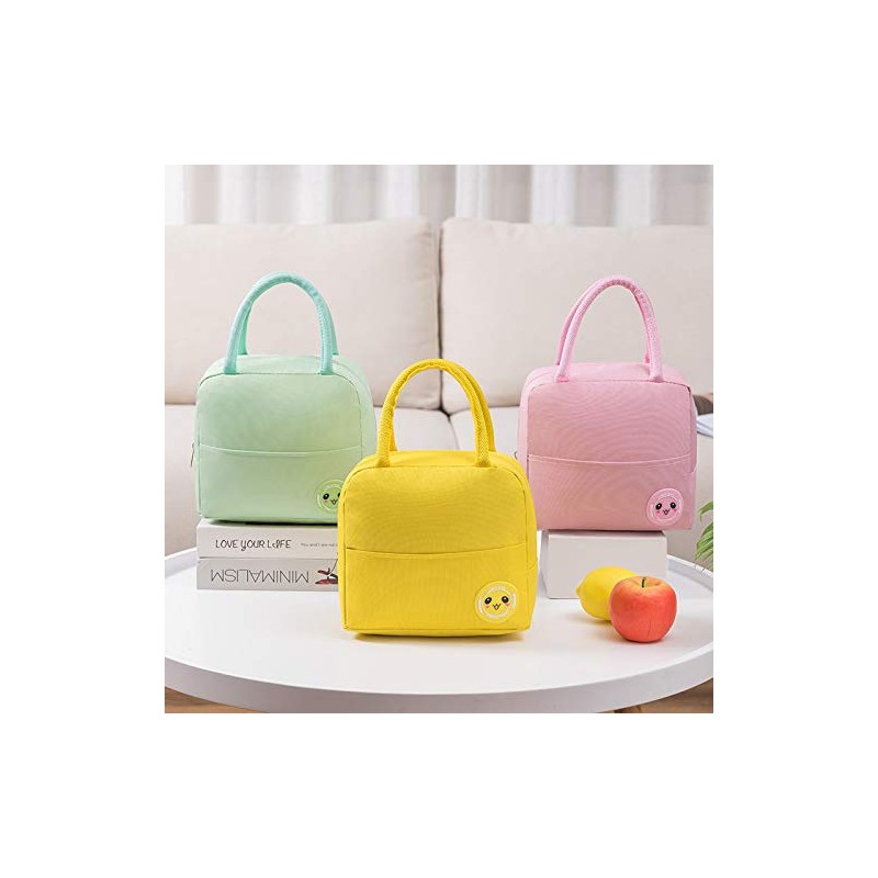 U-SITU BD002 Lunch Bag, Large Capacity, Cute, Smile, Lunch Bag,