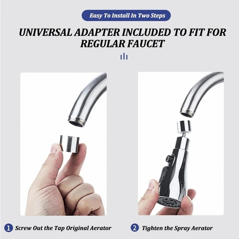 Kitchen Faucet Head Replacement with 9 Adapters, Metal Pull Down