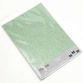 Italian Options 250GSM Non Shed Glitter Card Craft Paper 10 Sheets, A4 Size, Sage Green