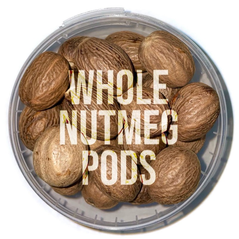 Whole Nutmeg Pods Spice, New Crop (20 pods)- 100g